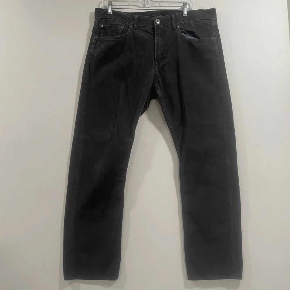 Banana Republic Mens Pima Cotton Corduroy Pants Charcoal Grey 36x30 Straight Leg